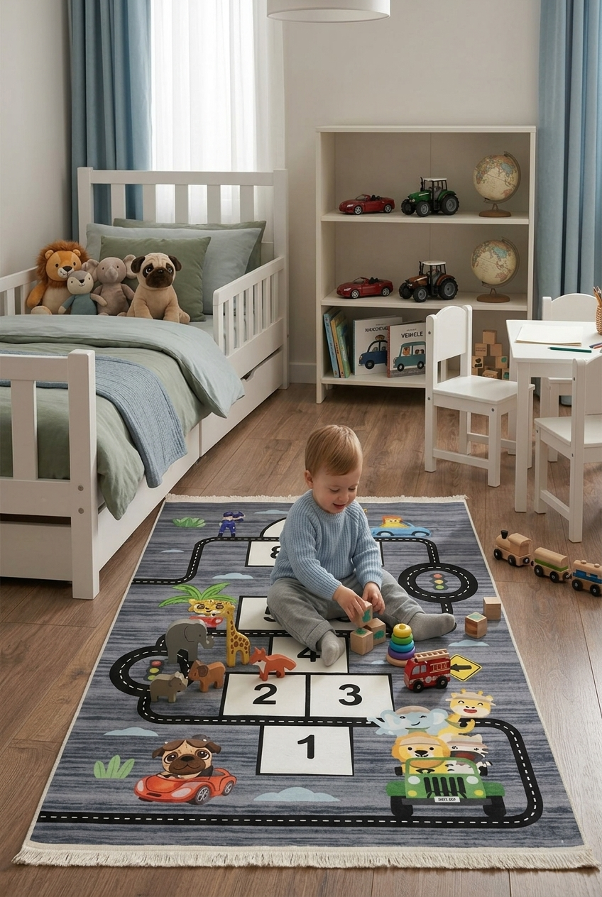 Zerda Traffic Roadmap Kids Room Carpet