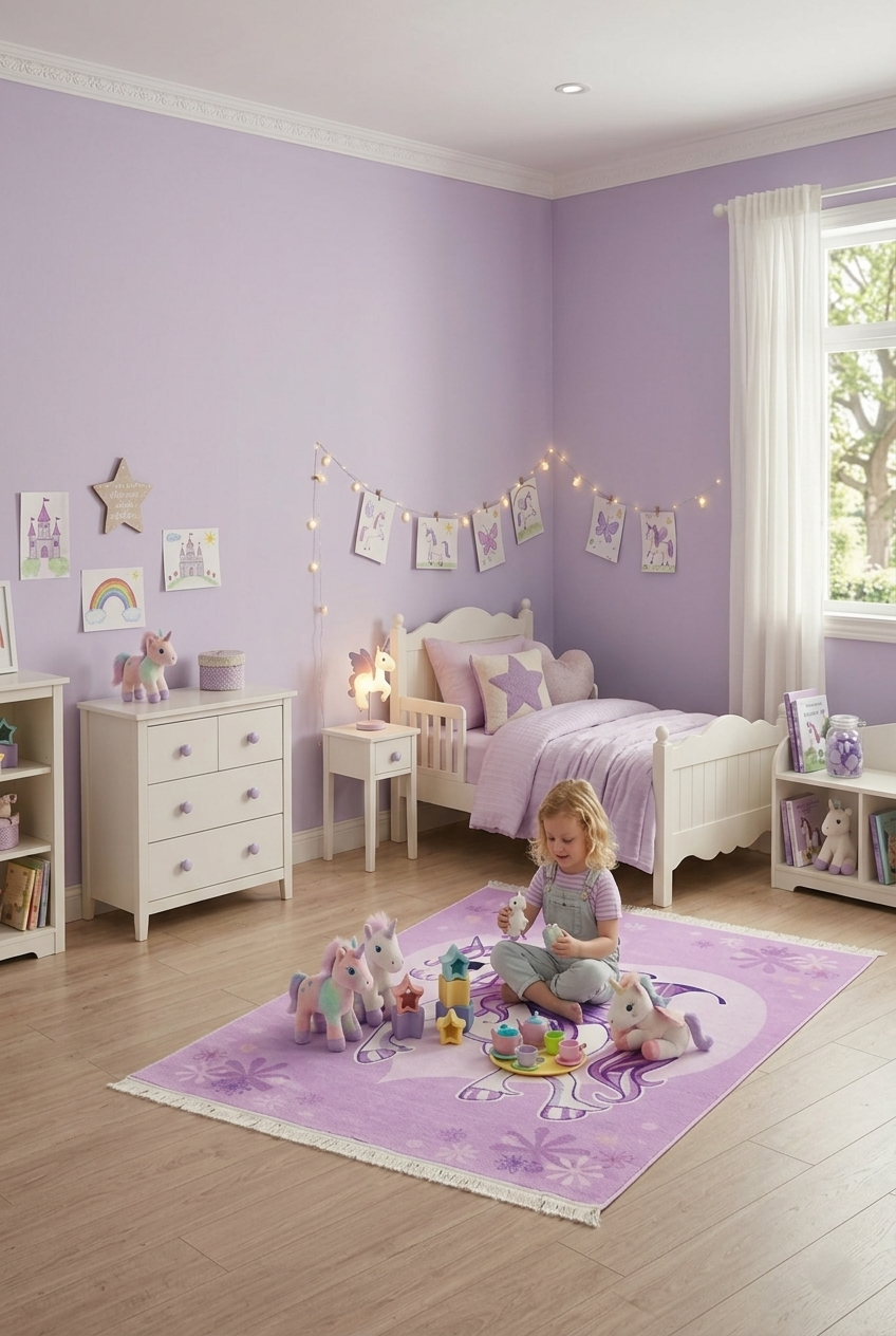 Zerda Unicorn & Fairy Tale Kids Room Rug